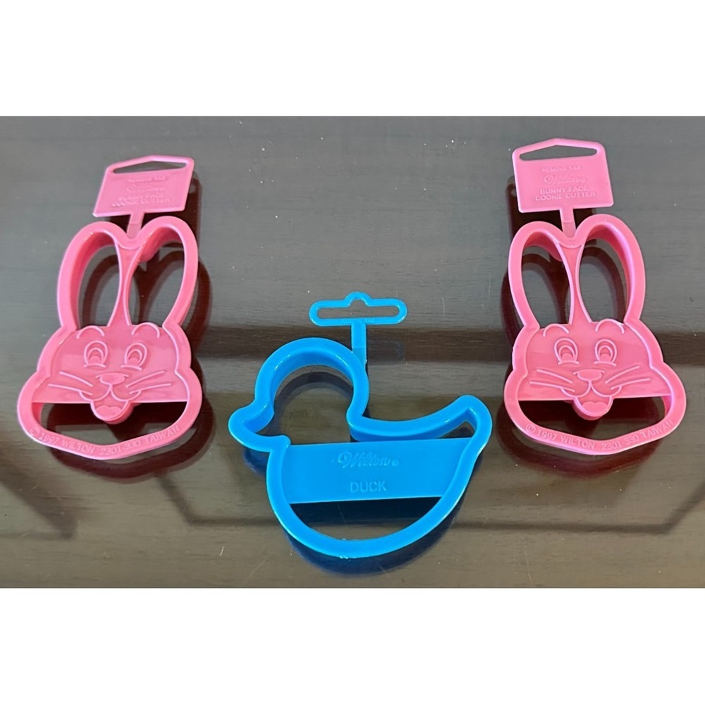 Vintage Wilton 90's Easter Cookie Cutter Set Bunny Face & Duck
